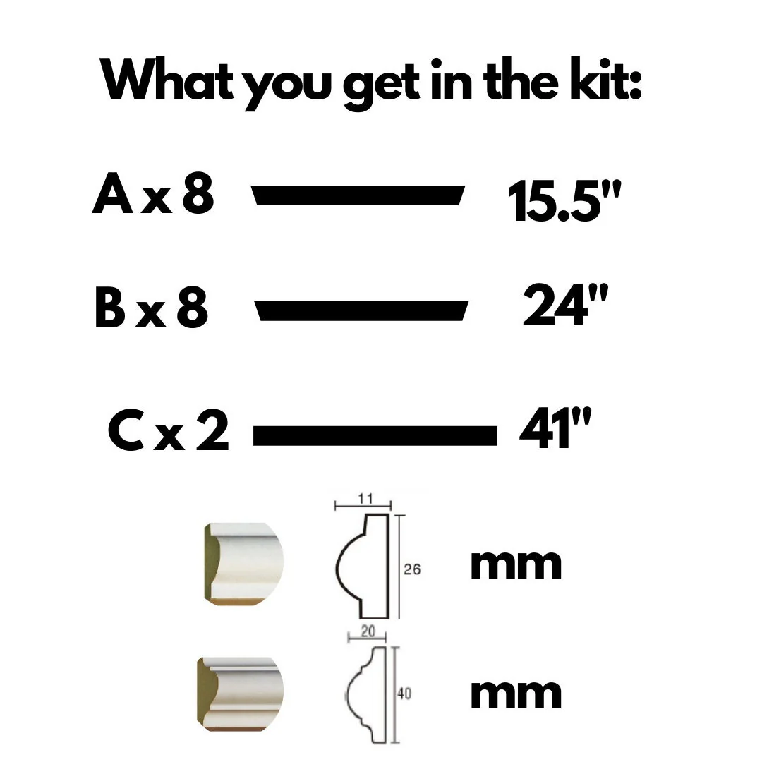 Wall Molding Kit Half Wall Trim - Accent Wall Paneling- Wainscoting- Box Paneling- DIY Wall- Pre-cut and Pre-primed- 4 Panels and Chair Rail - Image 4