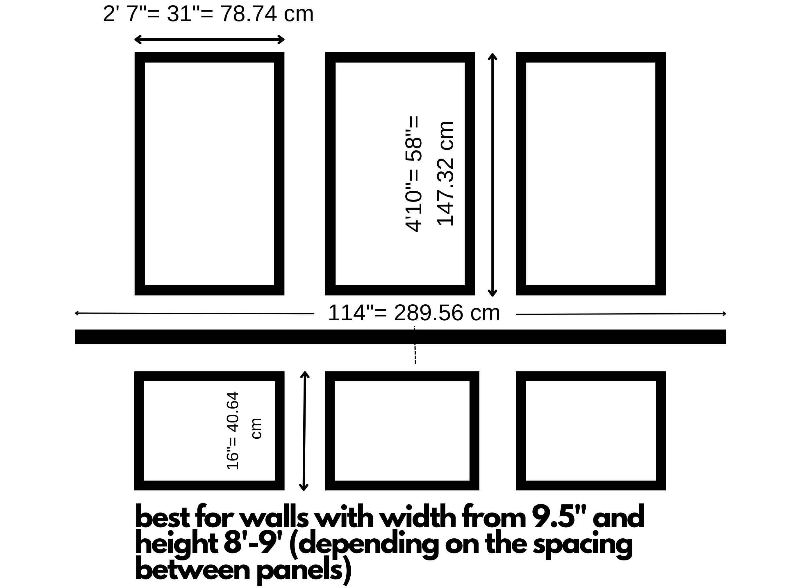 Wall Paneling Kit- Wall Trim Accent Wall- Wainscoting- Picture Frame Style Paneling- 9' Ceiling - 3 Panels and Chair Rail - Image 4